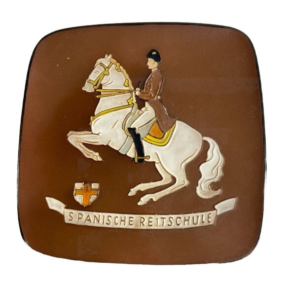 VTG Spanish Riding School Porcelain Plaque Lipizzan Horse Rider Levade Austria - Picture 1 of 15